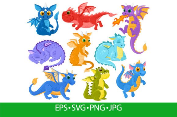 Cartoon Dragon Kids Fantasy Cute Creatur for Branding and Design Projects