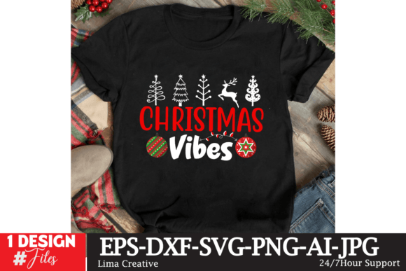 Christmas Vibes SVG Cut File for T-Shirt Designs and Graphics