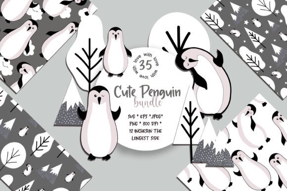Cute Penguin Bundle Svg Png for Embroidery Projects