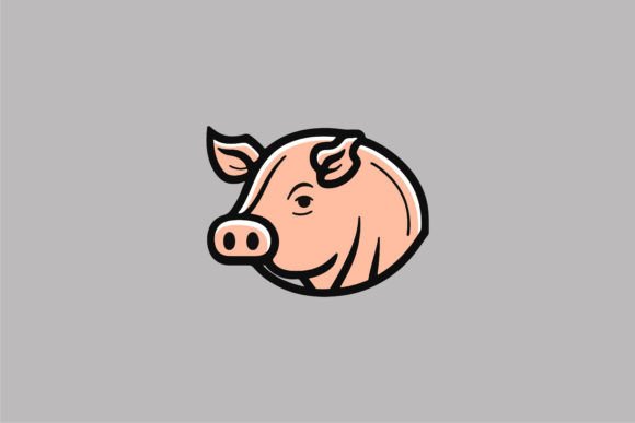 Cute Pig Logo, Funny Cartoon Graphics for Branding
