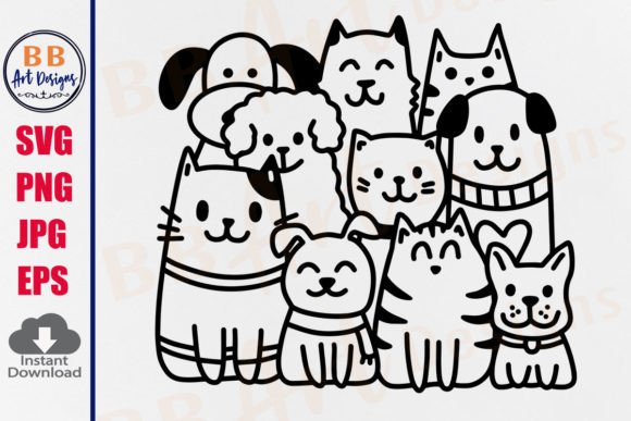 Dog Cat SVG: A Playful Graphic for Print Templates