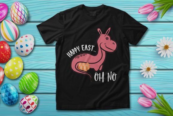 Happy Easter Funny Dinosaur Eggs Design for Blog Graphics and T-Shirt Designs