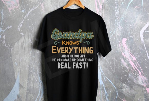 Mens Funny Grandpa Knows Everything Graphics for T-Shirt Designs