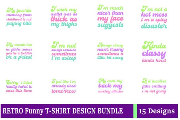 Retro Funny T-Shirt Design Bundle for Branding and Graphics